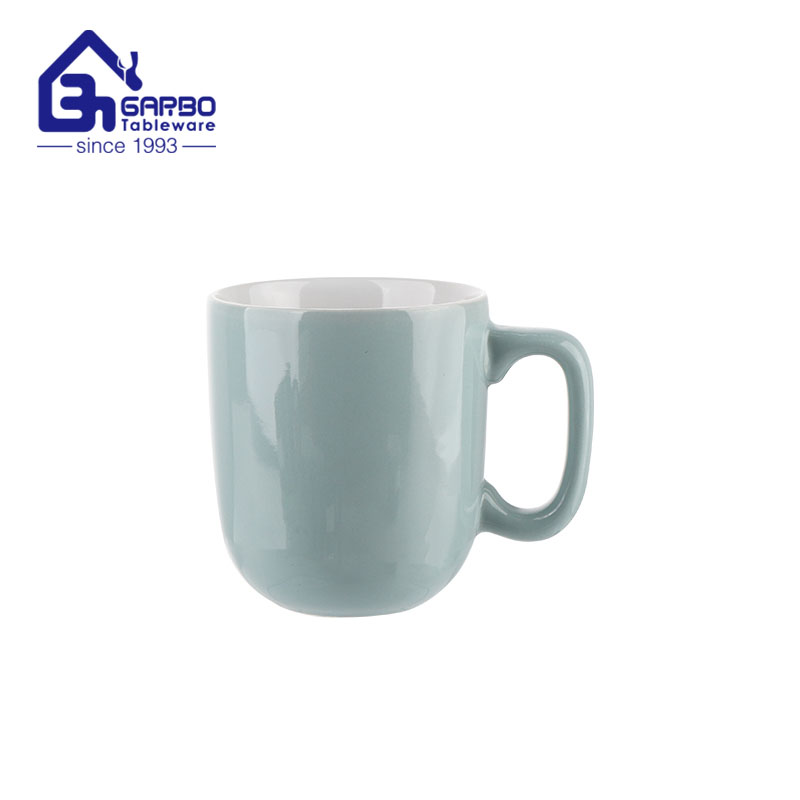 Blue ceramic water mug home table stoneware drinking cup with comfortable big handle