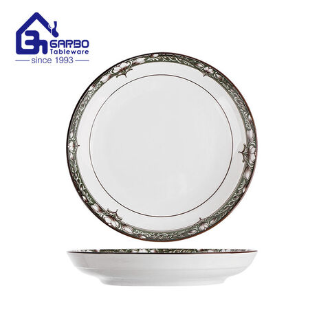 Круглая форма 8-дюймовая керамическая тарелка с фруктами, фарфоровая посуда, синяя ручная роспись, обод