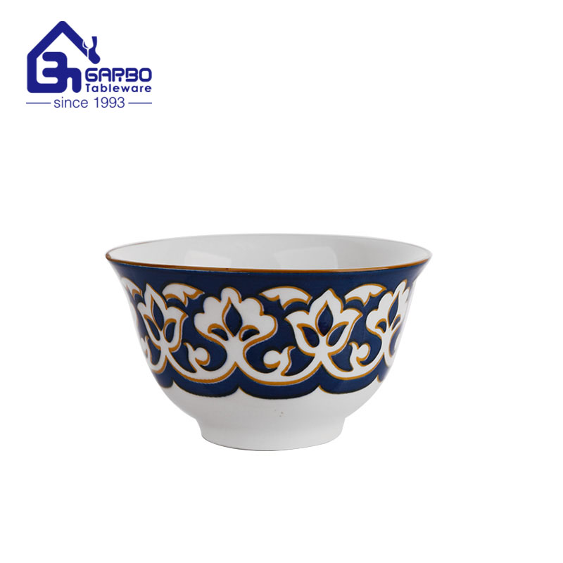 Colorful pattern ceramic big bowl  print porcelain soup bowls set for family kitchen dinnerware