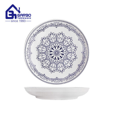 Square print porcelain plate deep food dish kitchen dinner plates set with bulk pack