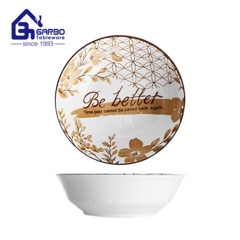 2200ml underglaze color decorated ceramic big bowl with flower edge