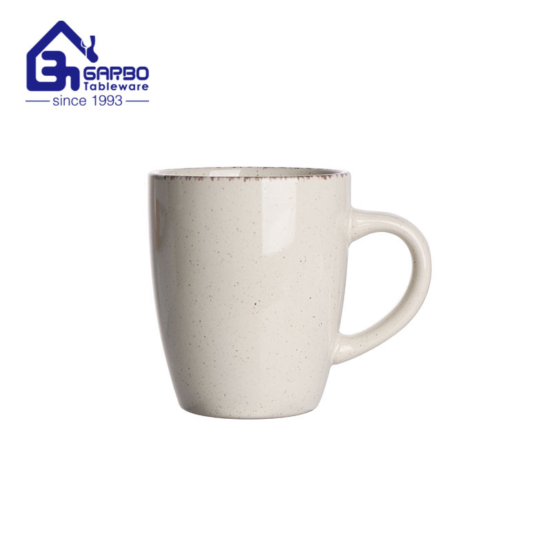 350ml color glazed ceramic mug with brown rim supplier in China