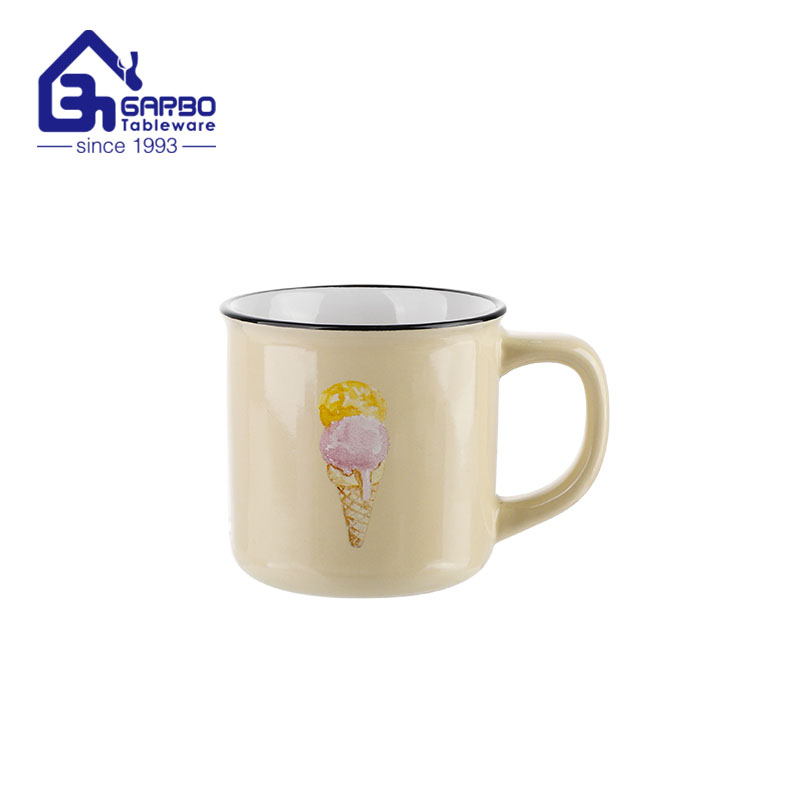 Taza de cerámica de gres de 320 ml con calcomanía personalizada para beber a diario