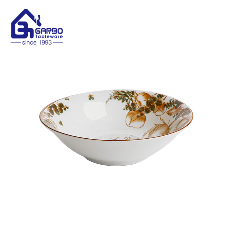 6 inch logo design Printing white porcelain bowl 350ml ceramic Salad Bowls and Serving Bowls 