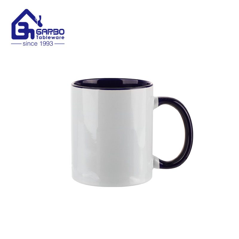 Caneca de grés 350ml com fornecedor interno e com alça de cor amarela na China