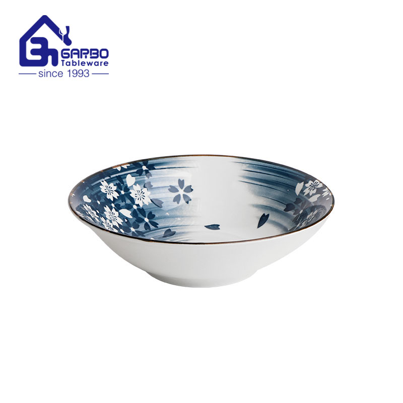 Assiette creuse en porcelaine 186 mm avec impression sous couverte personnalisable