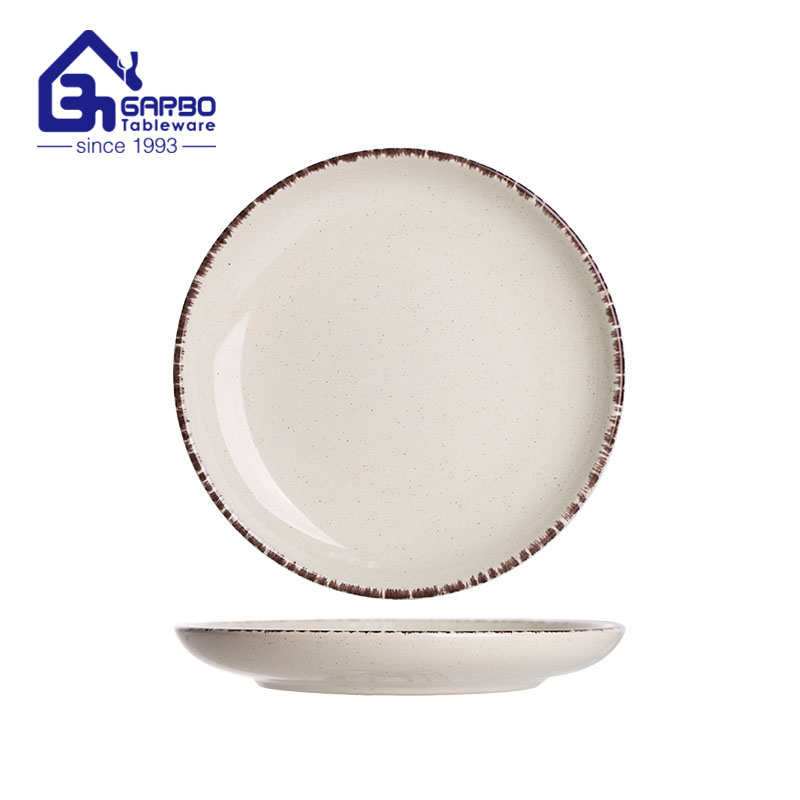 Prato de sobremesa de cerâmica branca com leite, prato lateral redondo de 8 polegadas, prato plano de cozinha