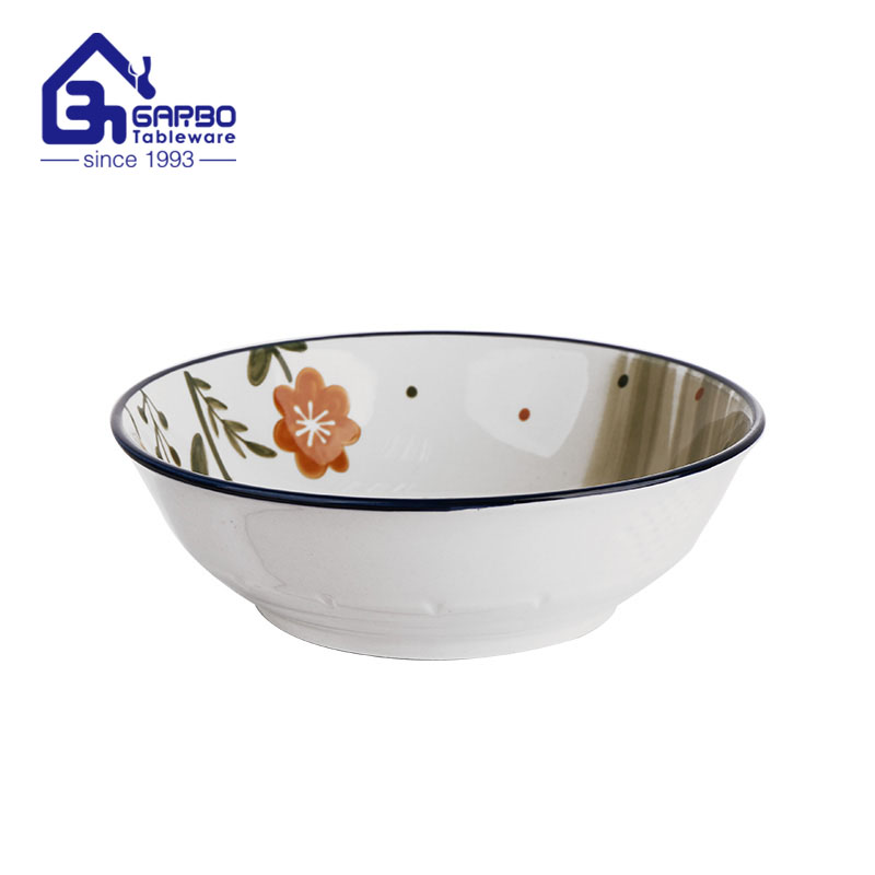 Bol de service de soupe en porcelaine bleu blanc 7 pouces par sublimation