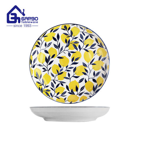 Round-shaped 8.15 inch Ceramic Rice Plate with customized underglazed printing