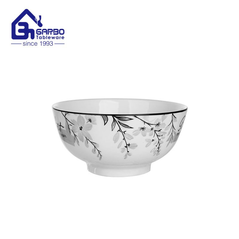 Black and white 5.5 inch porcelain Soup BowlsCereal Soup Salad and Pasta Ceramic Bowls 500ml