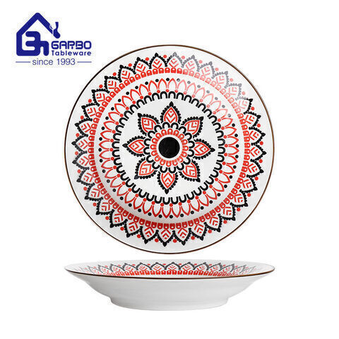 10 inch blue printing porcelain food plate supplier in China