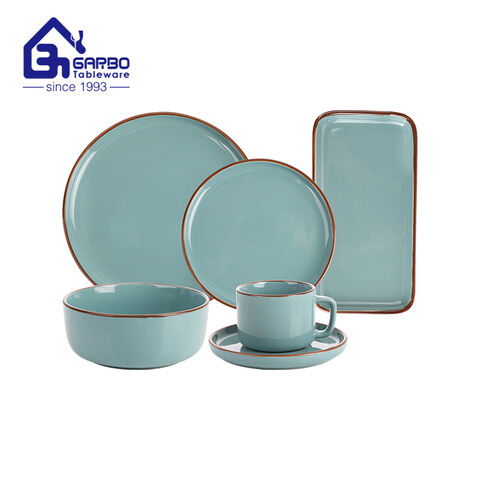 Custom 16 pieces stoneware material ceramic dinnerware set with bowl dish and mug