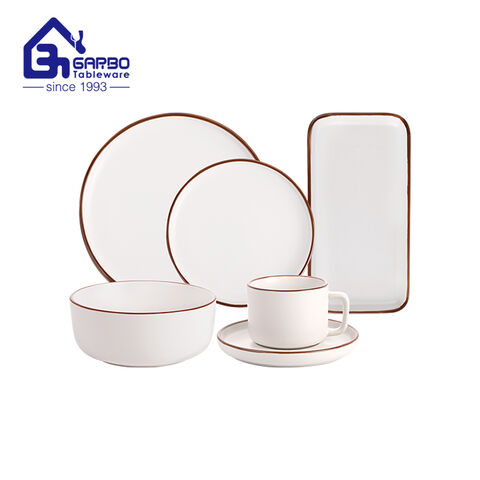 Custom 16 pieces stoneware material ceramic dinnerware set with bowl dish and mug