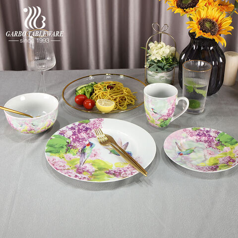 Набор керамической посуды из 24 предметов с миской и тарелкой, керамической кружкой и кухонными наборами с круглыми тарелками