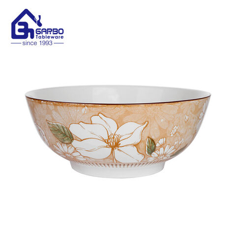 Fabricante na China saladeira de porcelana com flores com impressão de 8 polegadas