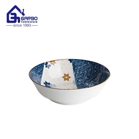 Manufacturer in China 8inch printing flower porcelain salad bowl 