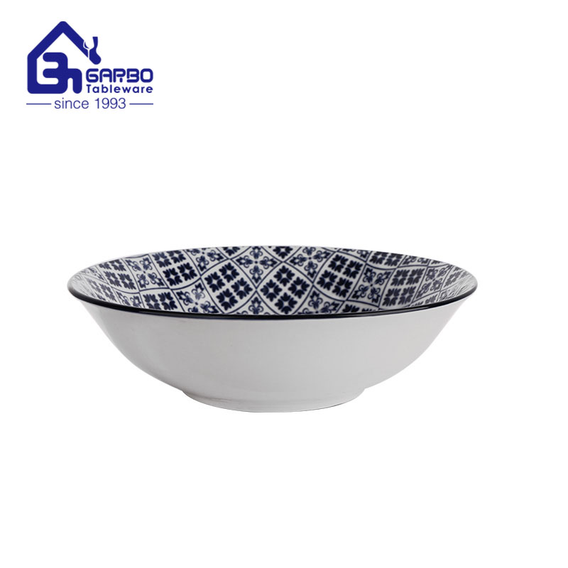 Manufacturer in China 8inch printing flower porcelain salad bowl 