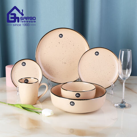 24pcs ceramic dinnerware set stoneware bowl and plate coffee mug for hotel use 