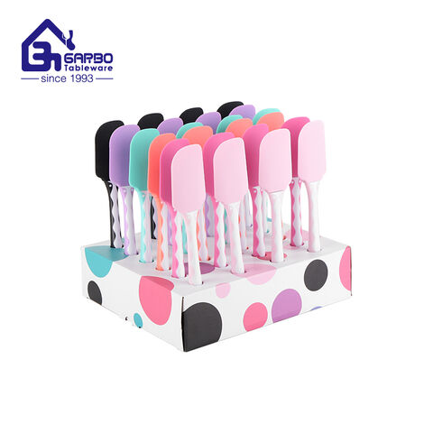 Spatule en silicone multicolore résistante à la chaleur avec manche en PP