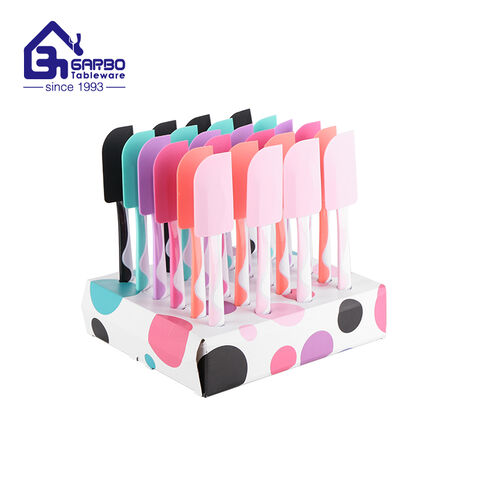 Spatule en silicone multicolore résistante à la chaleur avec manche en PP