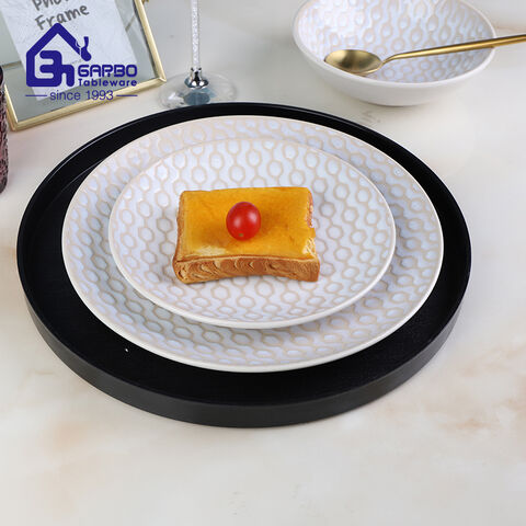 8.07 inch new arrival light yellow color glazed stoneware plate supplier in China