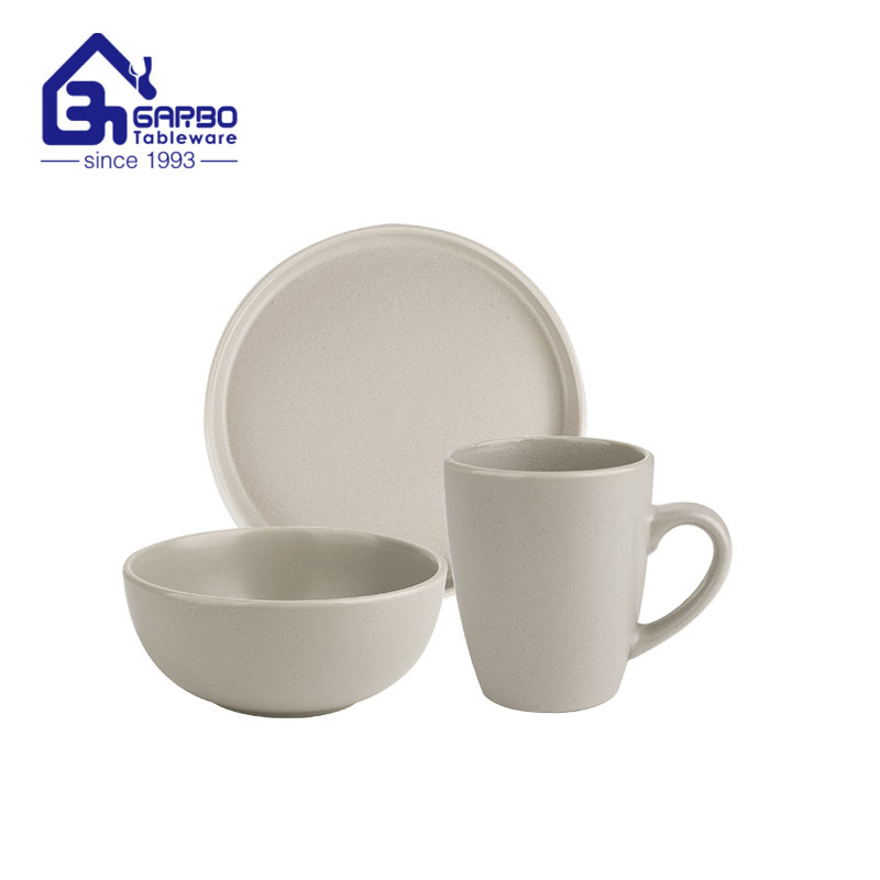 12pcs Beige color glazed stoneware dinner set factory in China