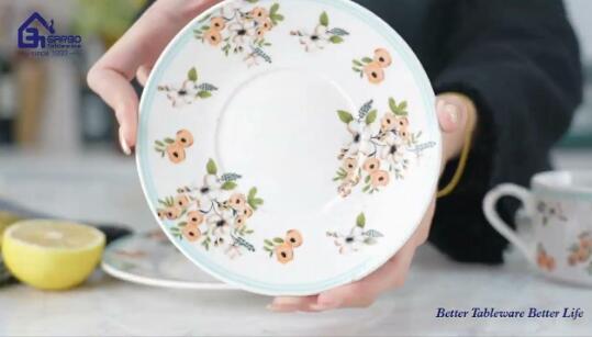 24pcs cheap dinnerware set with blue and pink flower decal