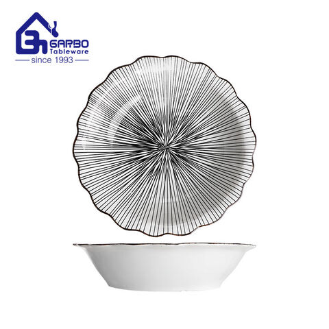 Grand bol en porcelaine d'impression de 270 mm avec bord fleuri provenant d'une usine en Chine