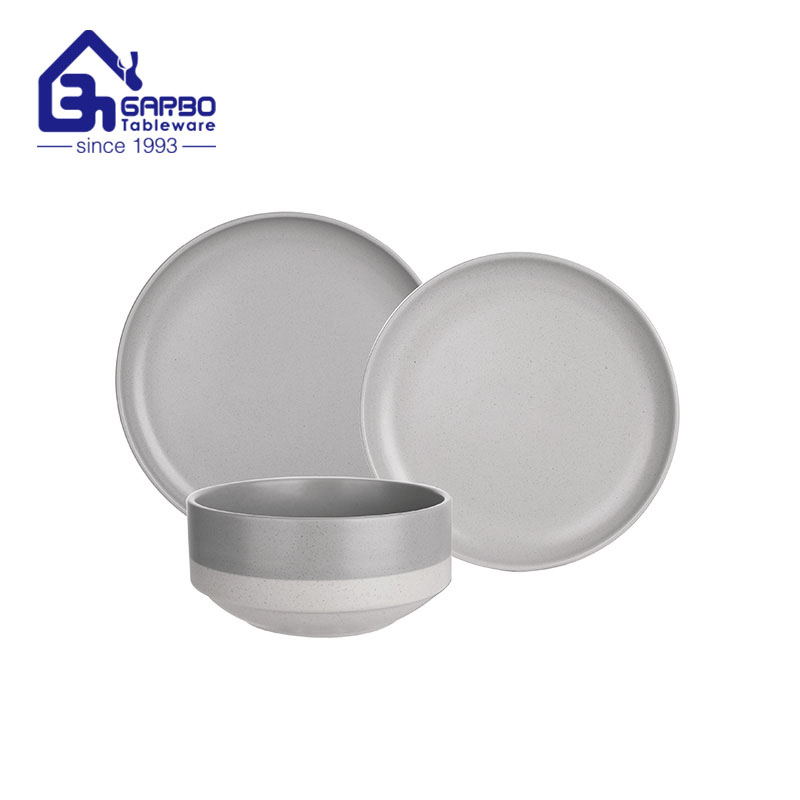 Sistema de cerámica negro al por mayor del cuenco de la placa de los sistemas de cena de la porcelana de la impresión de la fábrica de 12pcs