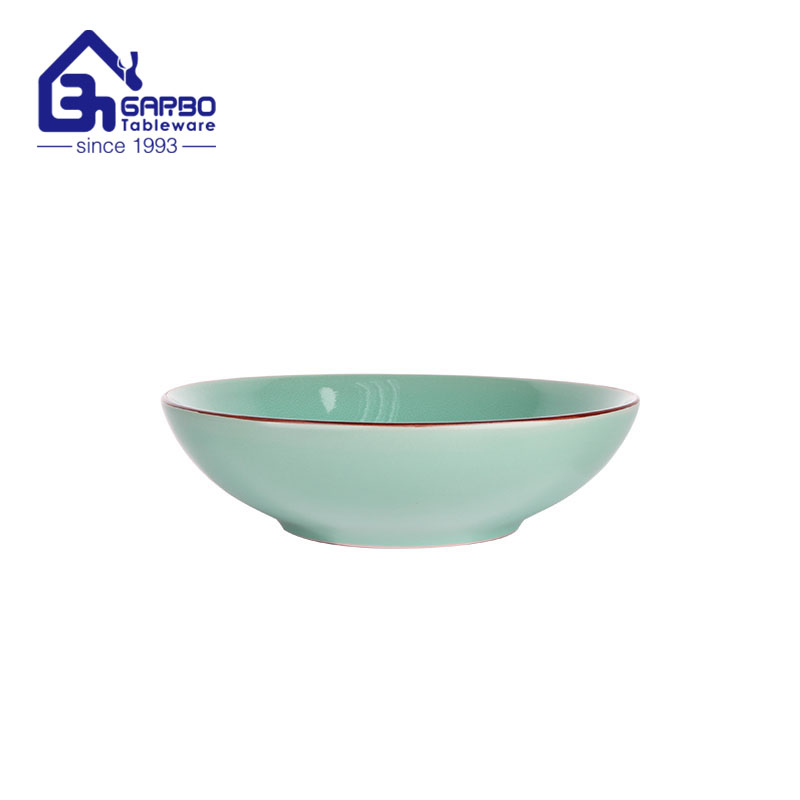 8-Zoll-grüne Keramik-Salatschüssel, Steingut-Großhandelslieferanten in Großfabrik in China