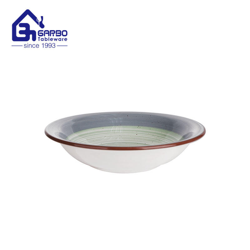 8 inch ​green ceramic salad bowl stoneware wholesale suppliers in bulk factory in China