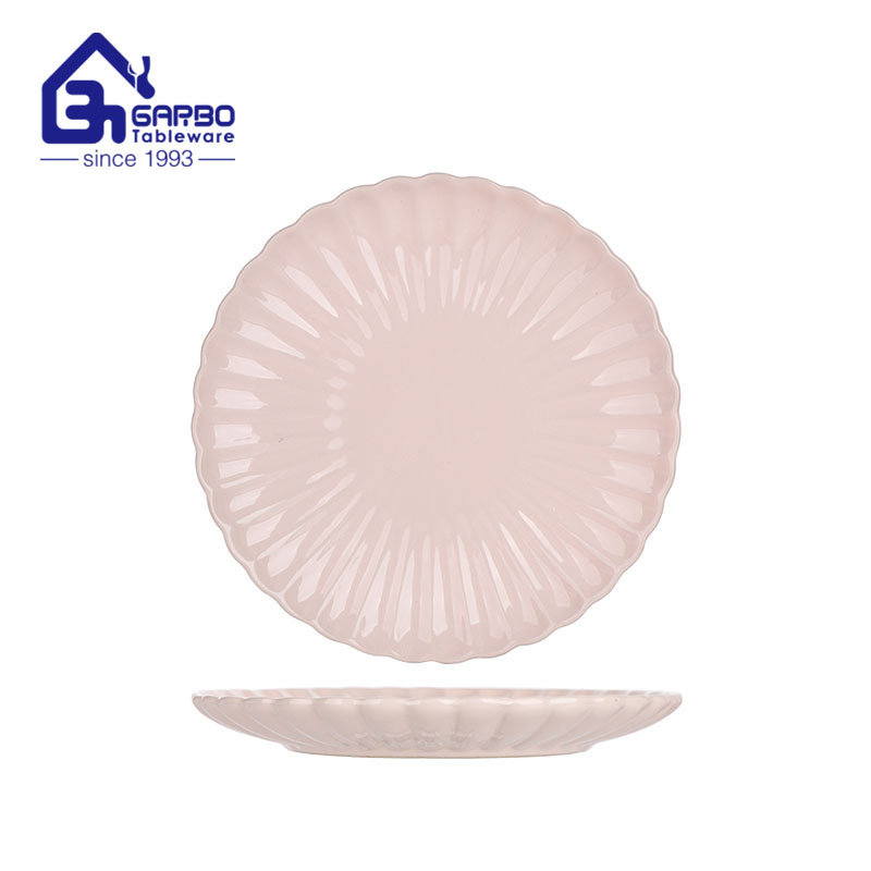 Khaki color-glazed 8inch stoneware ceramic plate 