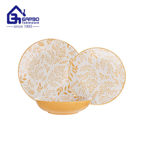 12pcs orange color glazed stoneware dinner set supplier from China
