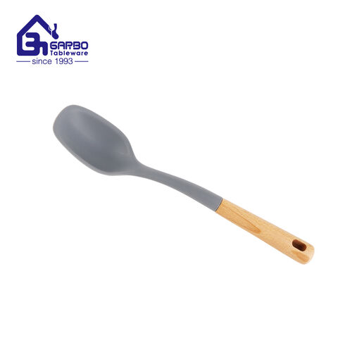 Heat resistant silicone spaghetti spatula with bamboo lid