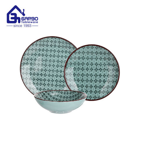 7.95 inch countryside style printing porcelain plate from China factory supply