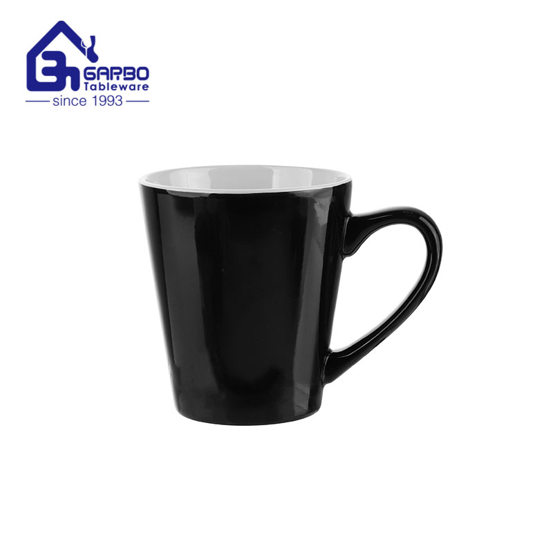 China Factory Großhandel Porzellan Kaffeetasse 45cl Druck Keramikbecher Promotion Reisebecher