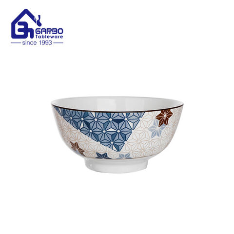 Cuencos de cerámica coloridos de cuenco de arroz de porcelana hechos a mano de fábrica de 6 pulgadas con cuencos de ramen profundos con patrón de flora