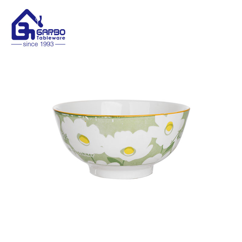Tigela de arroz de porcelana artesanal de fábrica de 6 polegadas, tigelas de cerâmica coloridas com padrão de flora, tigelas profundas de ramen