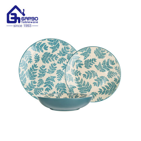 Usine en Chine vaisselle en céramique bleue classique 12 pièces ensemble pour usage de restaurant à domicile