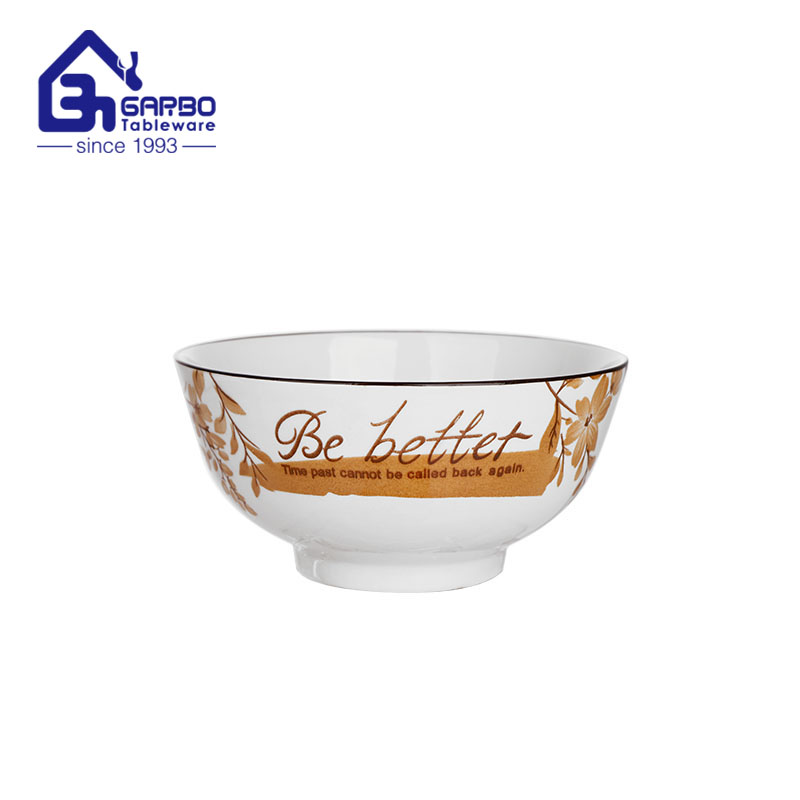 Venda al por mayor el cuenco de arroz de la porcelana del vajilla con el diseño de la cereza 6 pulgadas de cuenco de sopa de cerámica