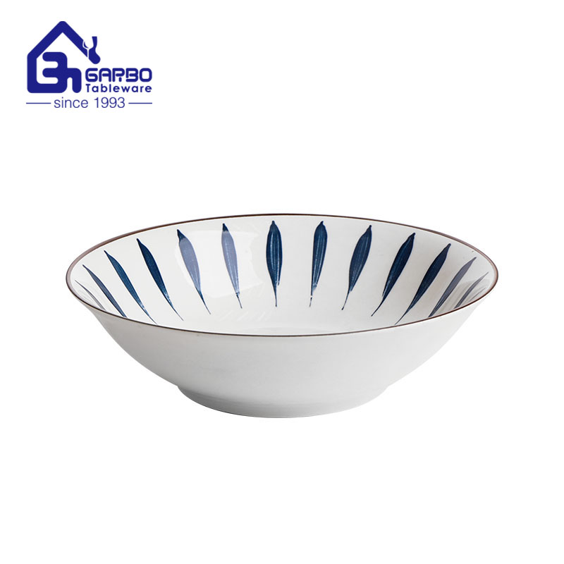 320ml factory direct supply porcelain rice bowl with customized underglazed plant decal for sale