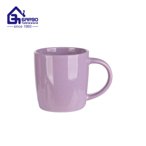 Wholesale light purple 390ml ceramic cup for coffee drinking