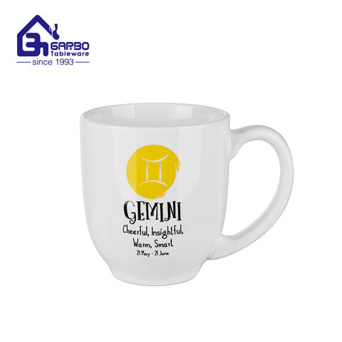 Taza de cerámica de 480 ml de estilo transparente con calcomanía para regalo de festival