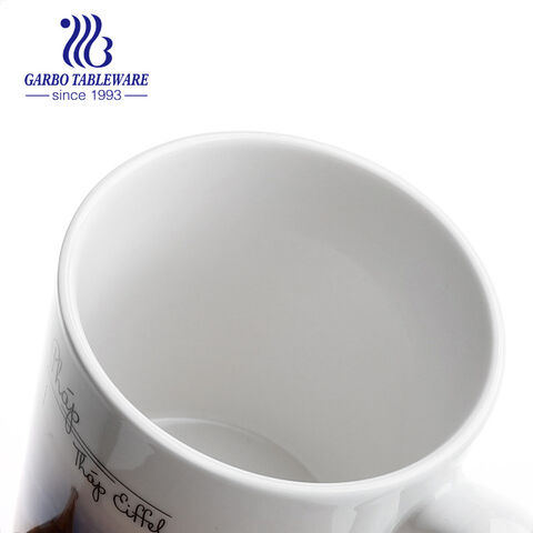 Taza de cerámica de 480 ml de estilo transparente con calcomanía para regalo de festival