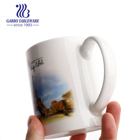 Taza de cerámica de 480 ml de estilo transparente con calcomanía para regalo de festival