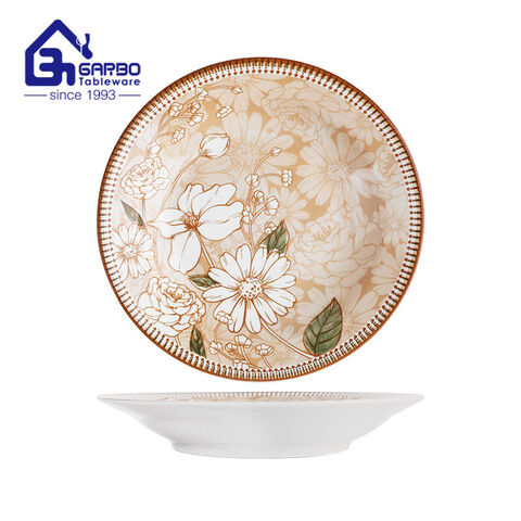 China manufacturer 9 inch printing design porcelain plate for soup serving