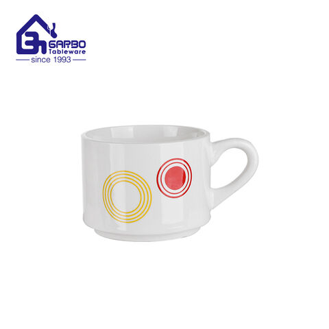 6.9oz stoneware coffee mug with customized decal printing for wholesale