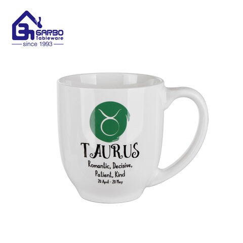 Taza de cerámica de impresión personalizada para leche, agua y café de gres, 17oz, con mango