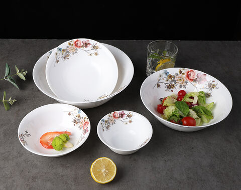 도매 새로운 장식 꽃 디자인 7.5inch 라운드 과일 그릇 오팔 유리