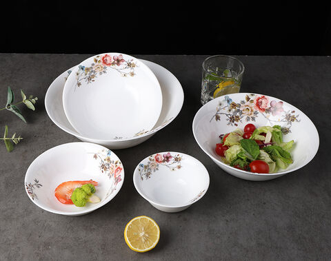 Bol à fruits rond en verre opale, nouveau décor de fleur, 7.5 pouces, vente en gros